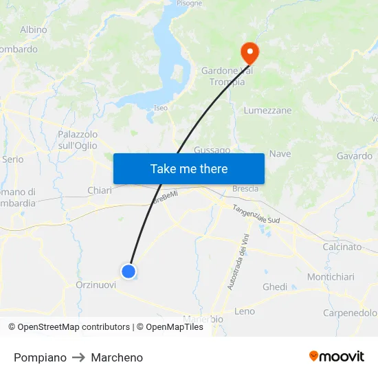 Pompiano to Marcheno map