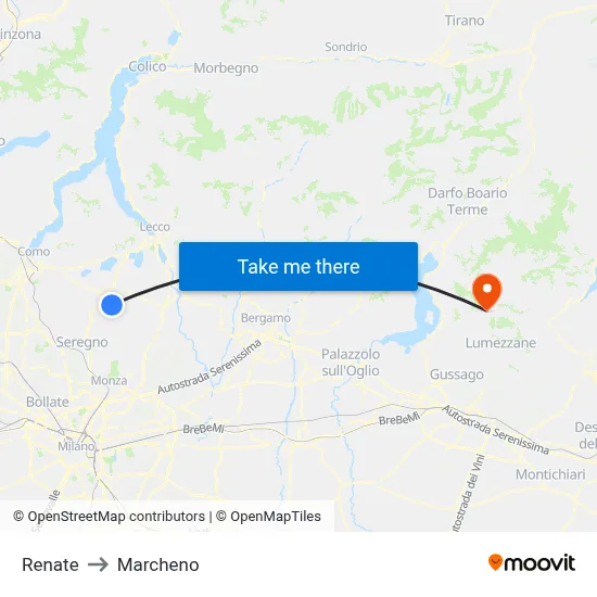 Renate to Marcheno map