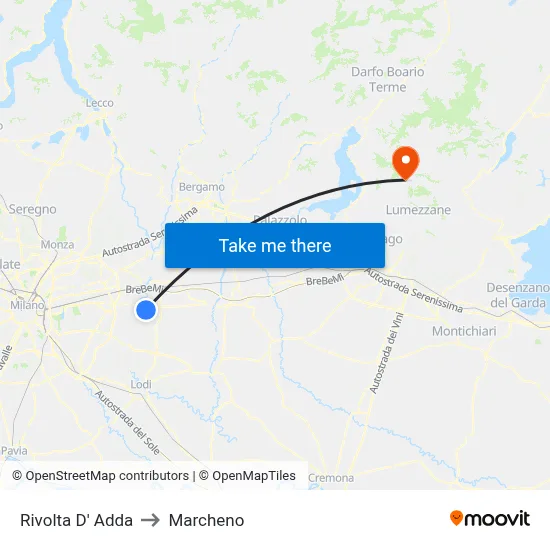 Rivolta D' Adda to Marcheno map