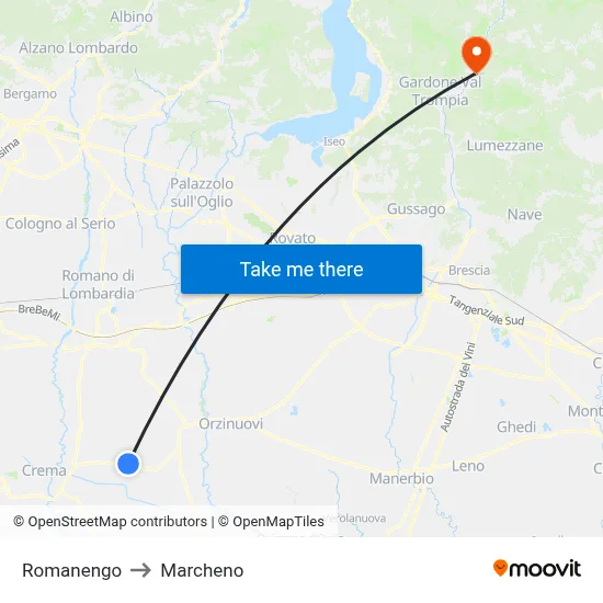 Romanengo to Marcheno map