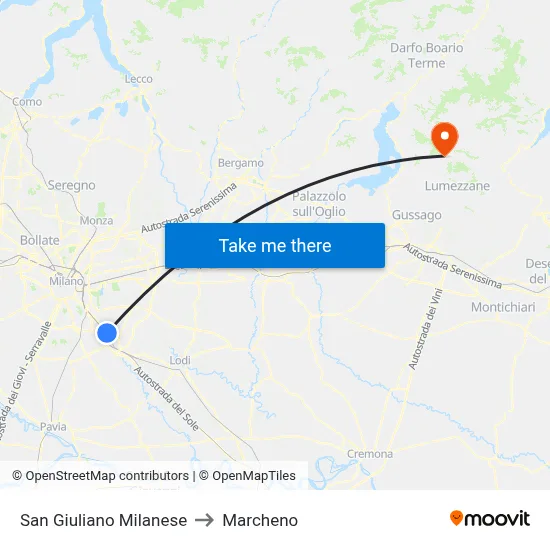 San Giuliano Milanese to Marcheno map