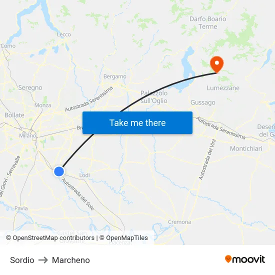 Sordio to Marcheno map