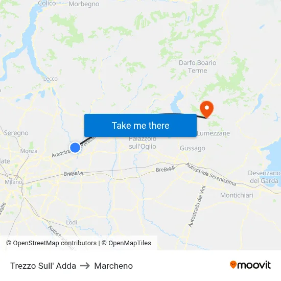 Trezzo Sull' Adda to Marcheno map