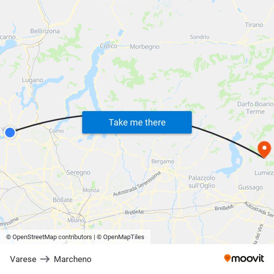 Varese to Marcheno map