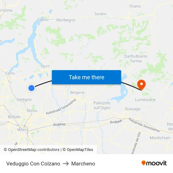 Veduggio Con Colzano to Marcheno map