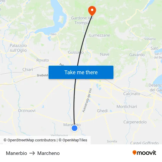 Manerbio to Marcheno map