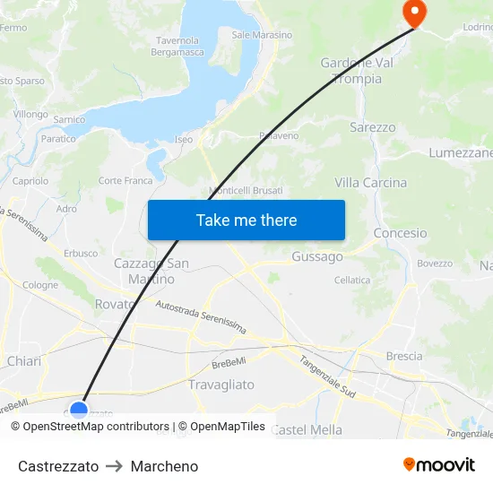 Castrezzato to Marcheno map
