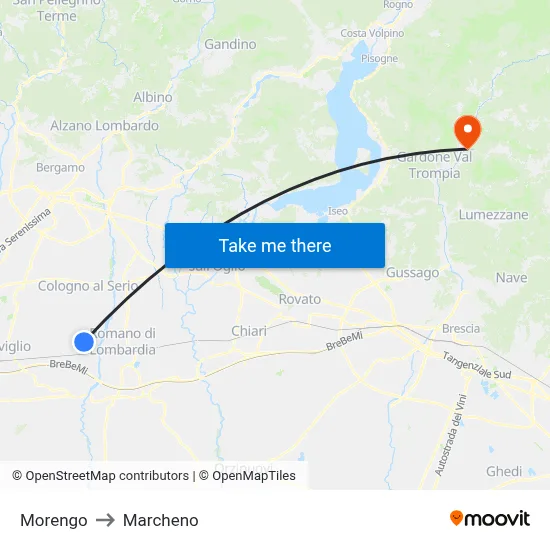 Morengo to Marcheno map