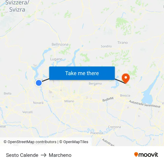 Sesto Calende to Marcheno map