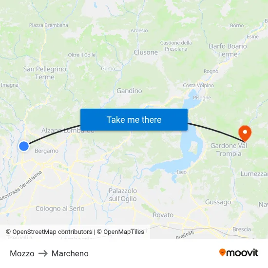 Mozzo to Marcheno map