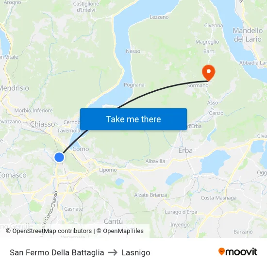 San Fermo Della Battaglia to Lasnigo map