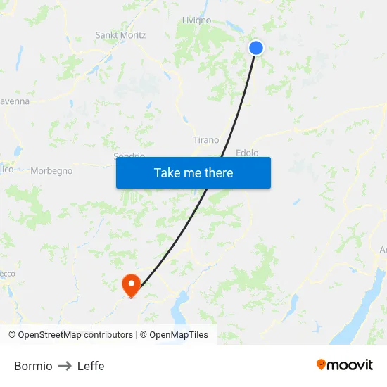 Bormio to Leffe map