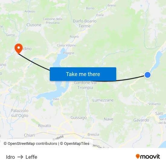 Idro to Leffe map