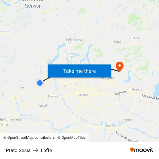 Prato Sesia to Leffe map
