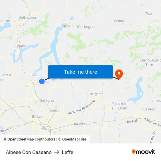 Albese Con Cassano to Leffe map