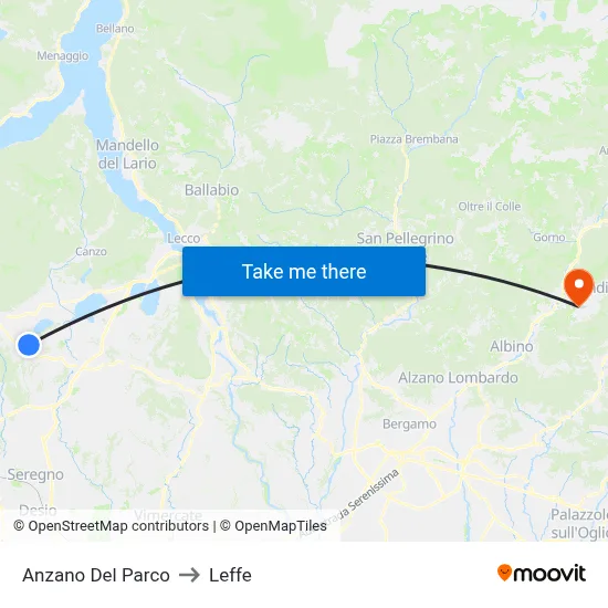 Anzano Del Parco to Leffe map