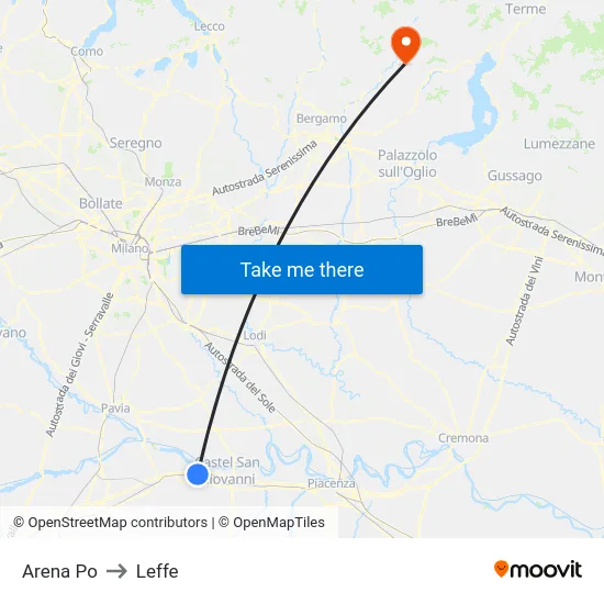 Arena Po to Leffe map