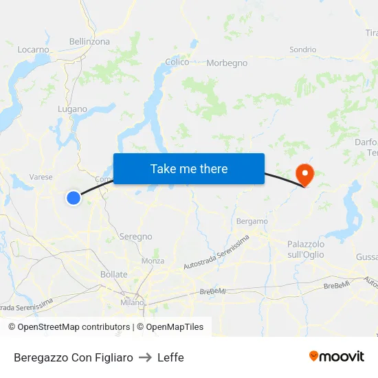 Beregazzo Con Figliaro to Leffe map