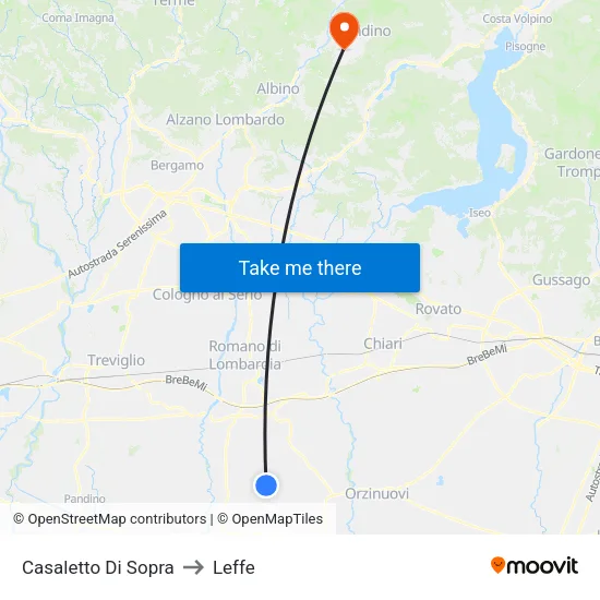 Casaletto Di Sopra to Leffe map