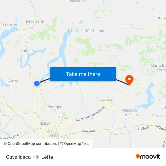 Cavallasca to Leffe map