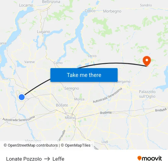 Lonate Pozzolo to Leffe map