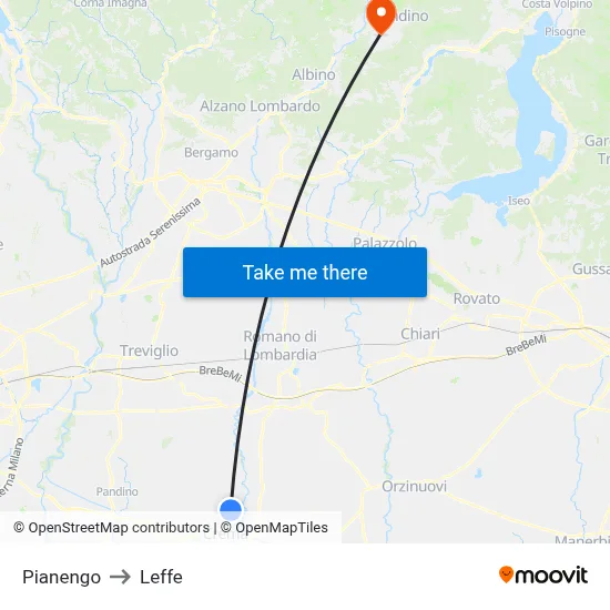 Pianengo to Leffe map