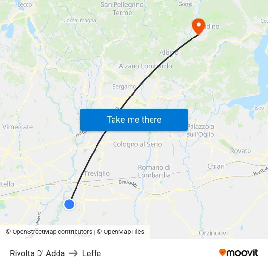 Rivolta D' Adda to Leffe map