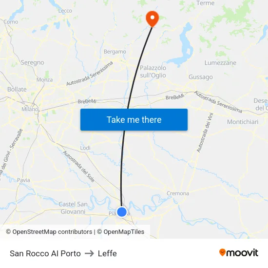 San Rocco Al Porto to Leffe map