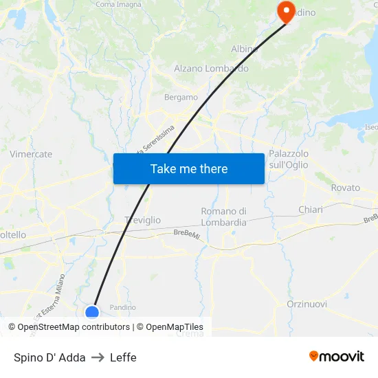 Spino D' Adda to Leffe map