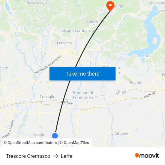 Trescore Cremasco to Leffe map