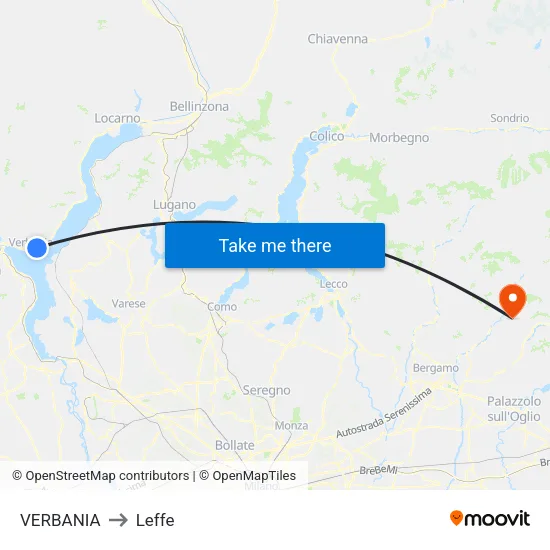 VERBANIA to Leffe map