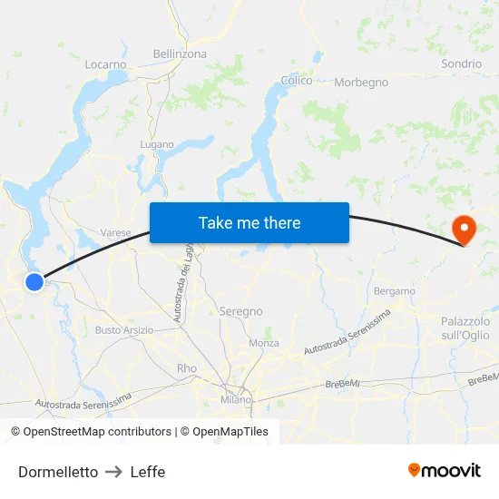 Dormelletto to Leffe map