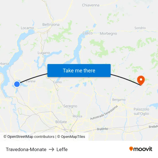 Travedona-Monate to Leffe map