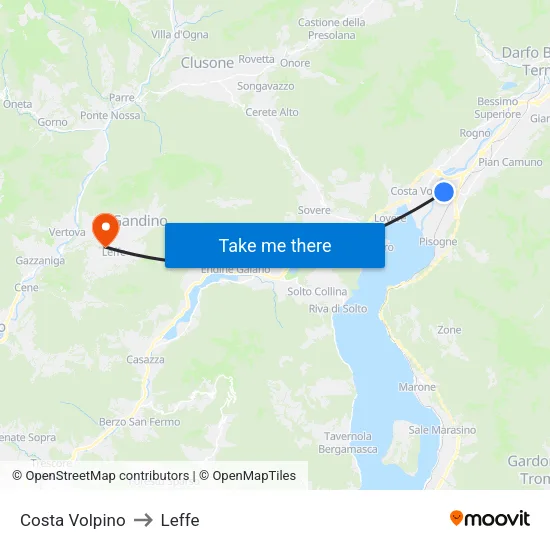 Costa Volpino to Leffe map