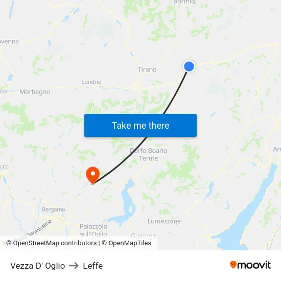 Vezza D' Oglio to Leffe map