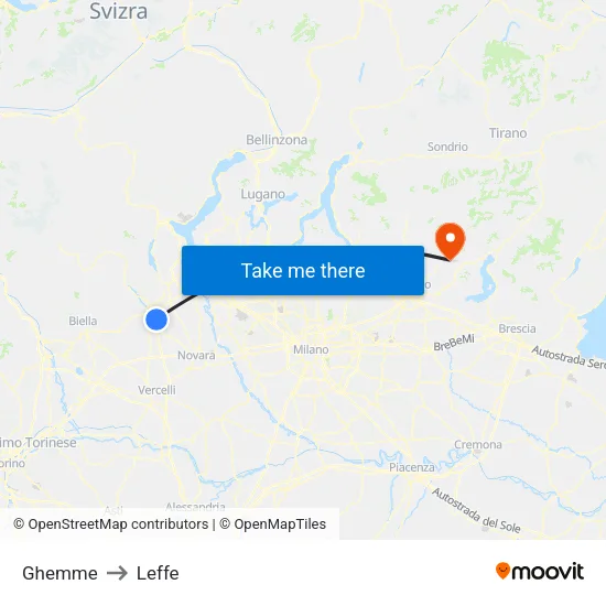 Ghemme to Leffe map