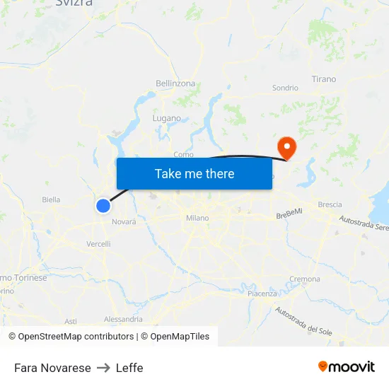 Fara Novarese to Leffe map