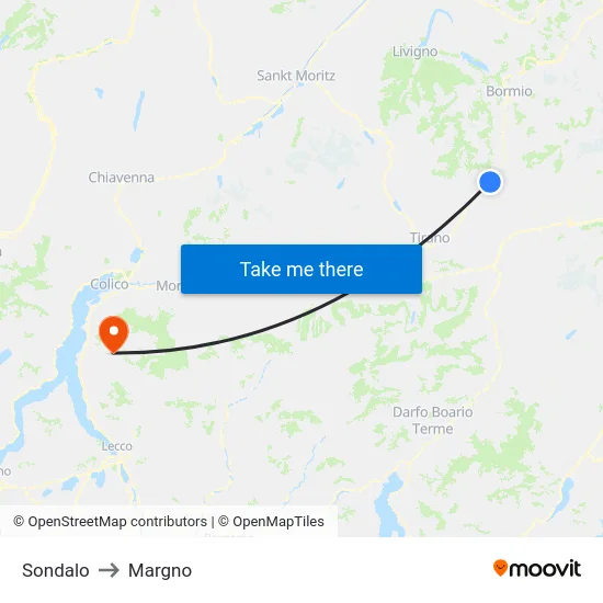 Sondalo to Margno map