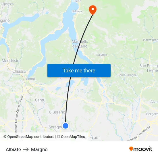 Albiate to Margno map