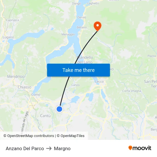 Anzano Del Parco to Margno map