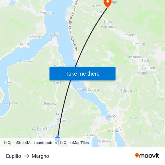 Eupilio to Margno map