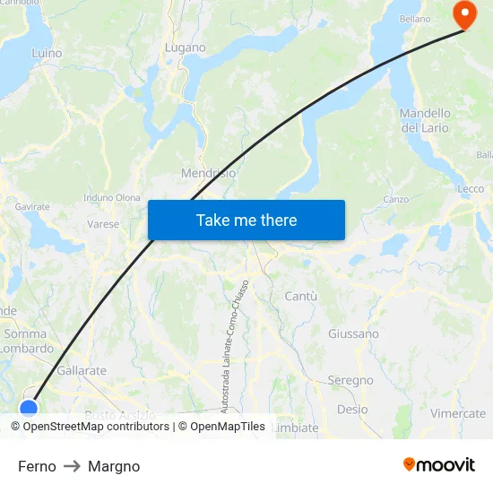 Ferno to Margno map