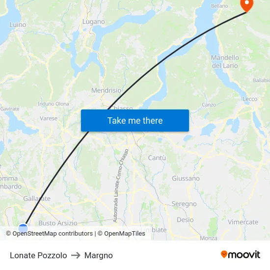 Lonate Pozzolo to Margno map