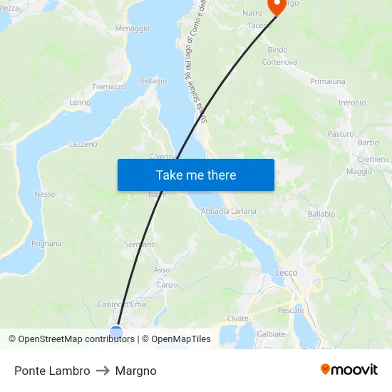 Ponte Lambro to Margno map