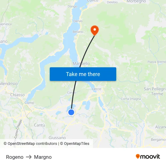 Rogeno to Margno map