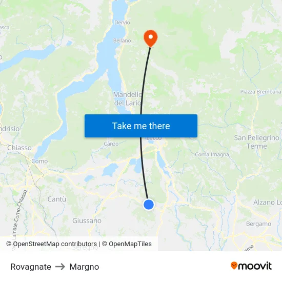 Rovagnate to Margno map