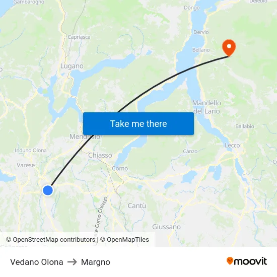 Vedano Olona to Margno map