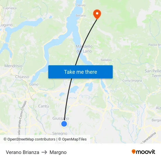 Verano Brianza to Margno map