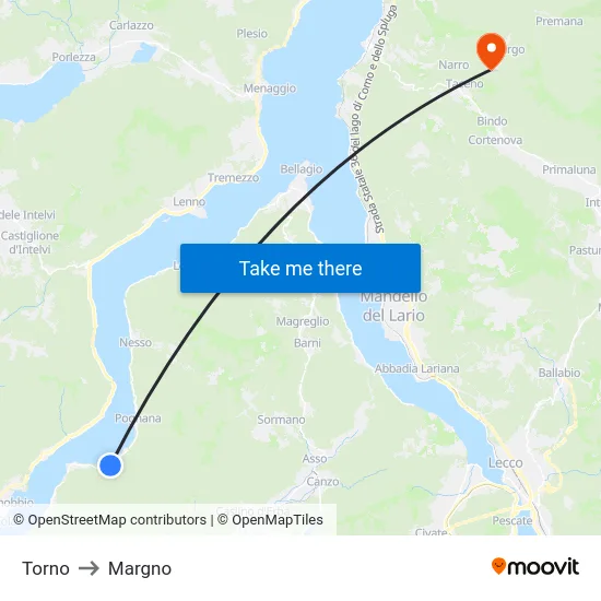 Torno to Margno map