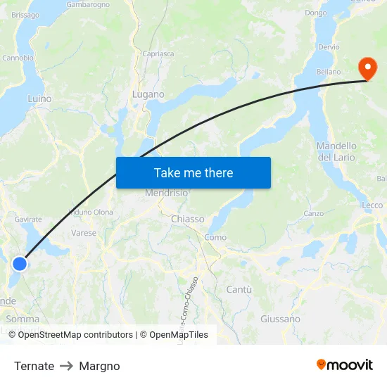 Ternate to Margno map